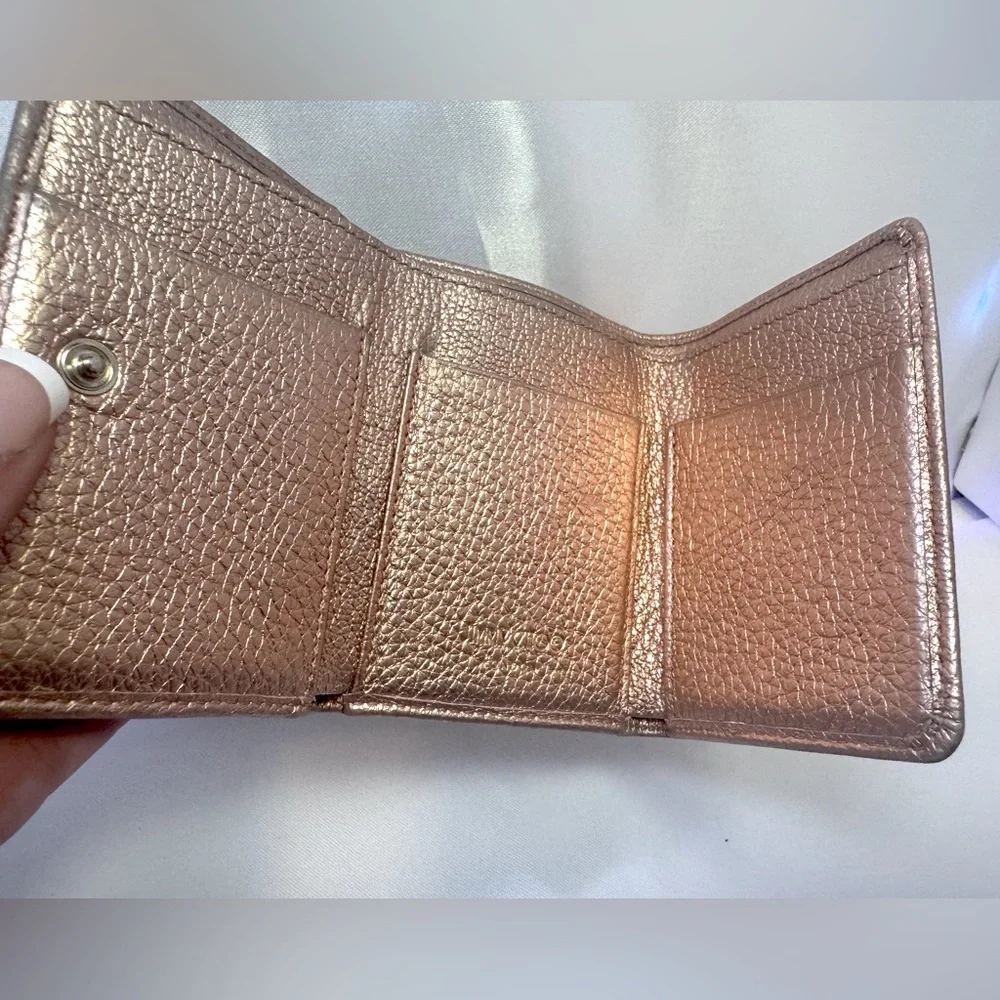 Jimmy Choo Mini Trifold Wallet Star Studded Nino Copper Metallic Leather EUC - Picture 5 of 11